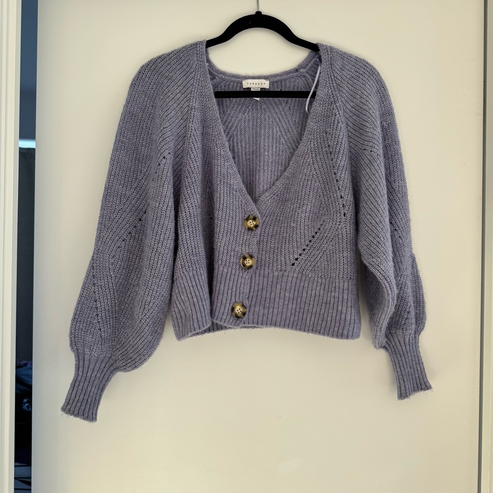 Lavender Knit Cardigan Sweater